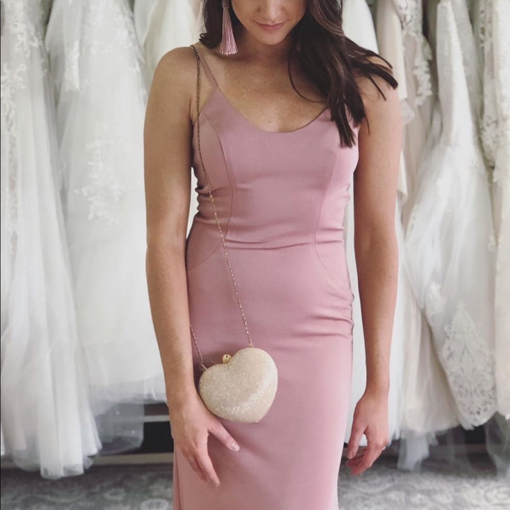 Dusty Rose fitted prom dress Open Back - Picture 1 of 8